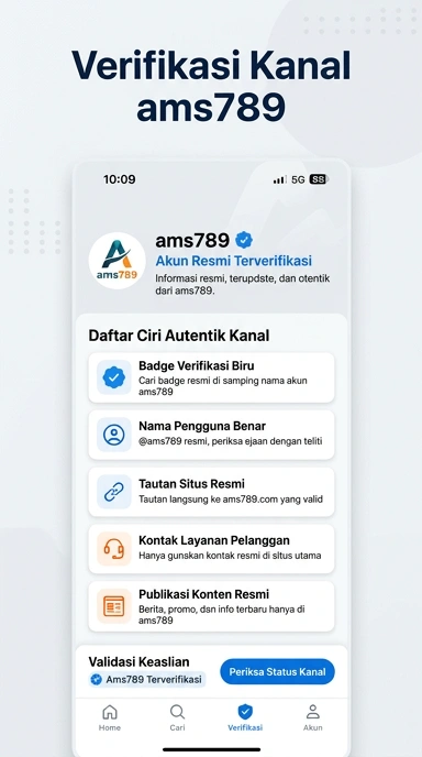 Tampilan kanal resmi ams789
