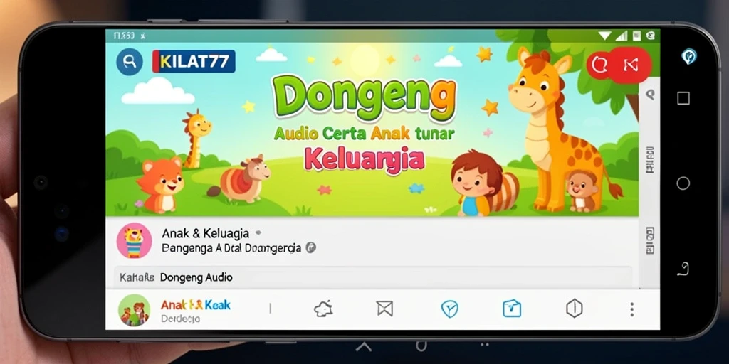 Antarmuka KILAT77 menampilkan pilihan dongeng audio untuk anak-anak.