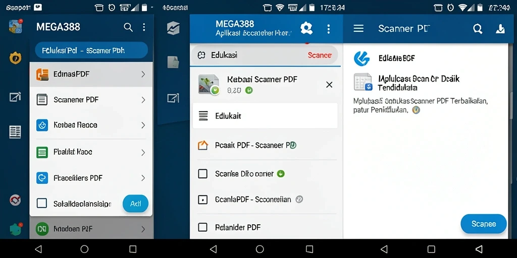 Tampilan antarmuka MEGA388 dengan fungsi Scanner PDF yang intuitif.
